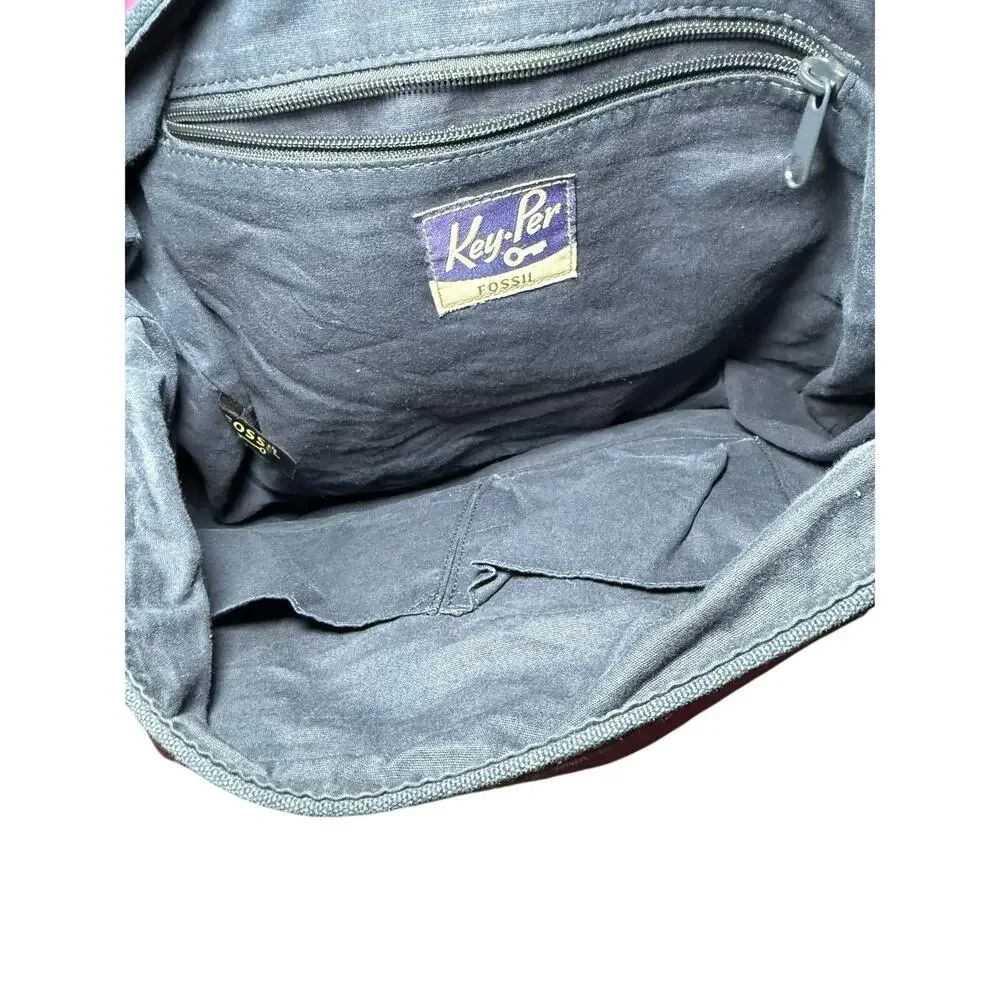 Fossil Key-Per Purple Boho Floral Quilted Messenger Shoulder Bag - Picture 7 of 8